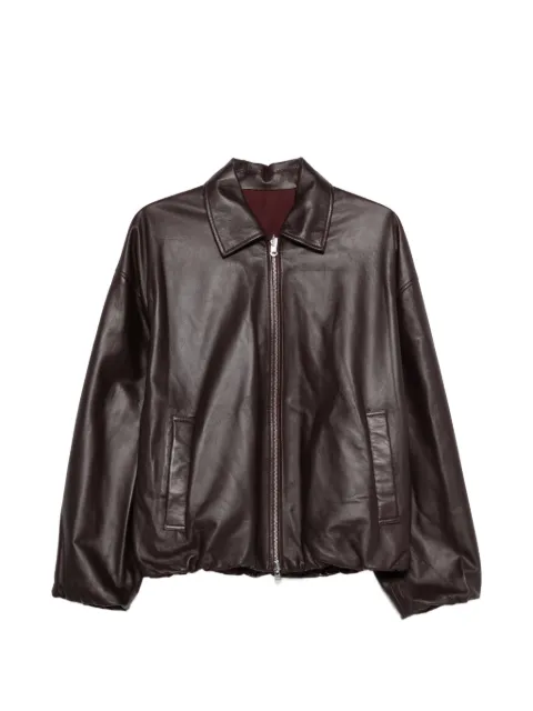 Arma zip-up leather jacket Brown 014G26103105