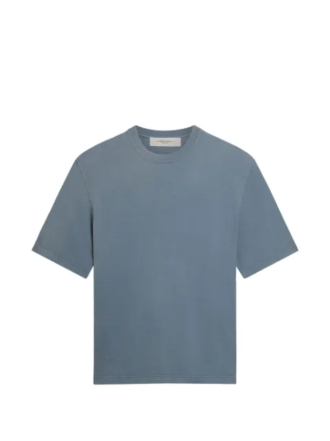 Golden Goose cotton T-shirt in baby-blue with reverse print on the back Blue GUP01873P001773