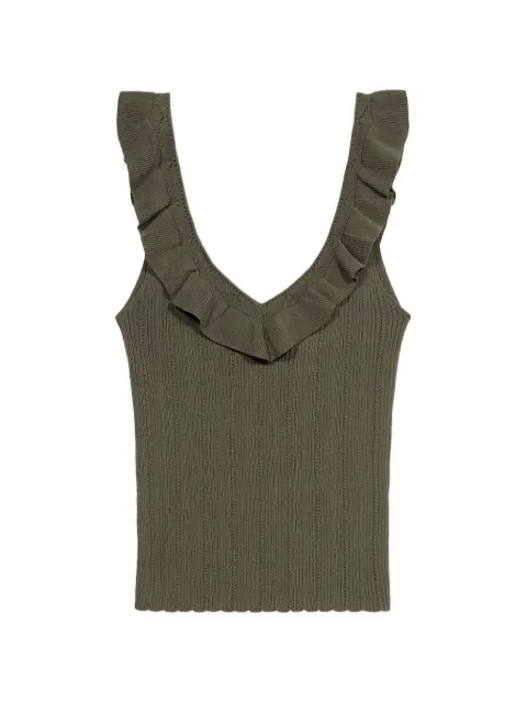 Blumarine ruffled V-neck tank top Green P644M214A