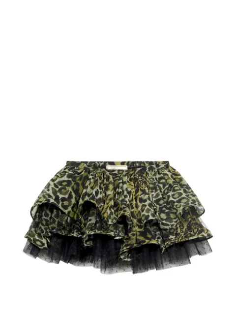 Blumarine ruffled animal-print mini skirt Green P644G121A