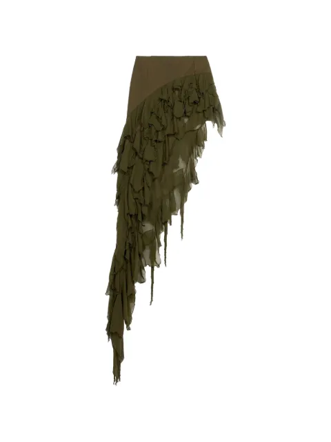 Blumarine ruffled asymmetrical skirt Green P644G104A
