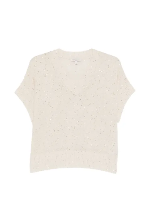 Antonelli sequin-embellishment V-neck top Neutrals CALLA41778Q01625
