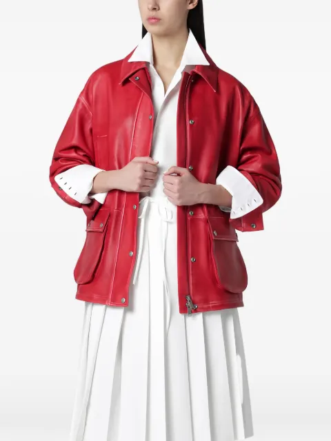 Halfboy buttoned leather jacket Red HS261WL017LT041