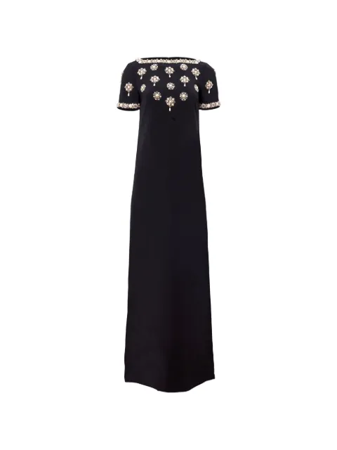 Carolina Herrera medallion-embroidered gown with bows Black C2611E710SFR