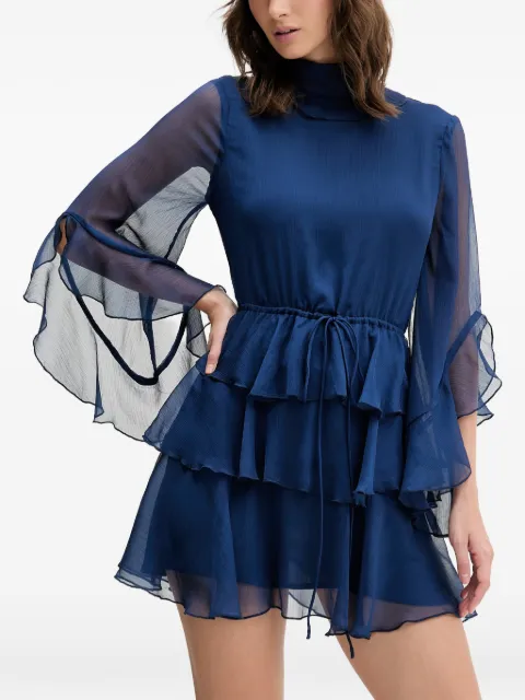 Bardot Norah ruffled tied mini dress Blue 60273DB