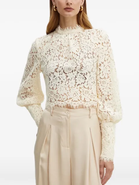 Bardot flower-lace blouse Neutrals 57501TB