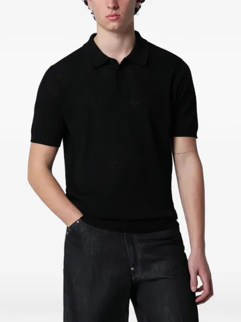 Roberto Collina perforated-knit polo shirt Black 261MYA13224CO