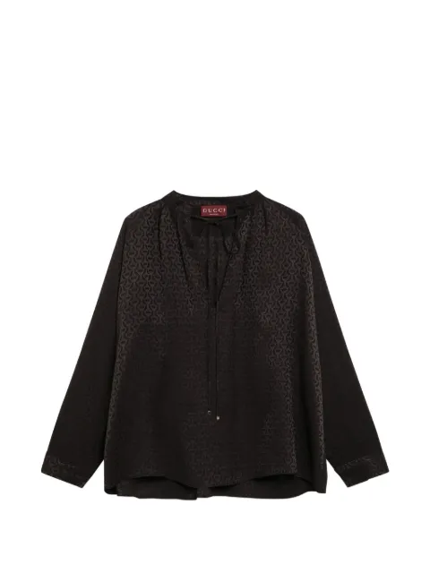 Gucci horsebit jacquard silk shirt Brown 855764ZAUDP