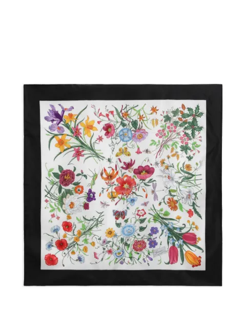 Gucci Flora silk twill scarf White 8210613G001