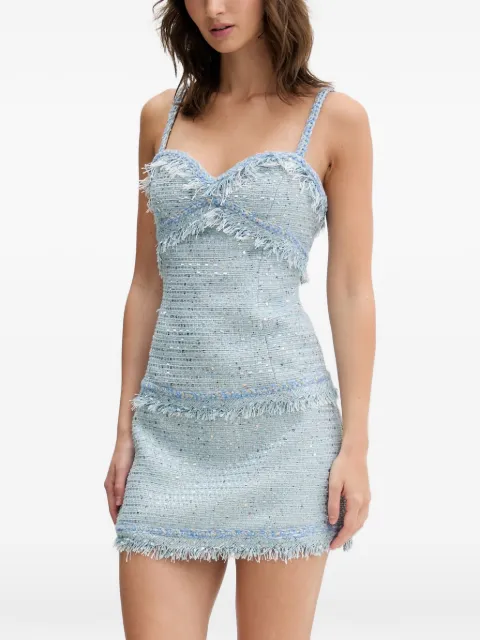Bardot Elina sequin-embellished frayed-trim mini dress Blue 60199DB