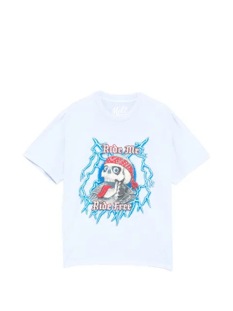 Melt Skull graphic T-shirt Blue MS5209