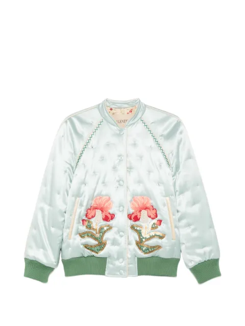 Valentino Garavani floral quilted bomber jacket Blue BCI1758M6