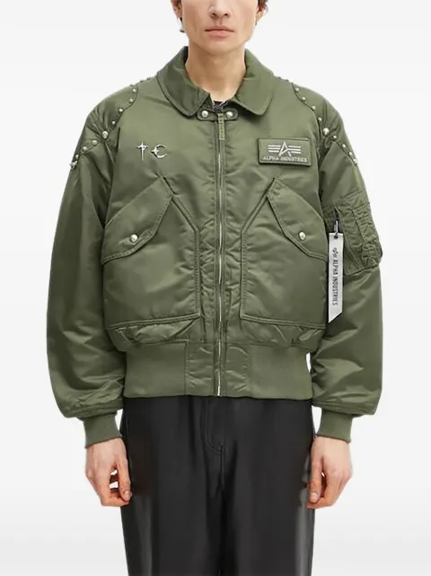 Alpha Industries x Thug Club logo-patch bomber jacket Green 258150