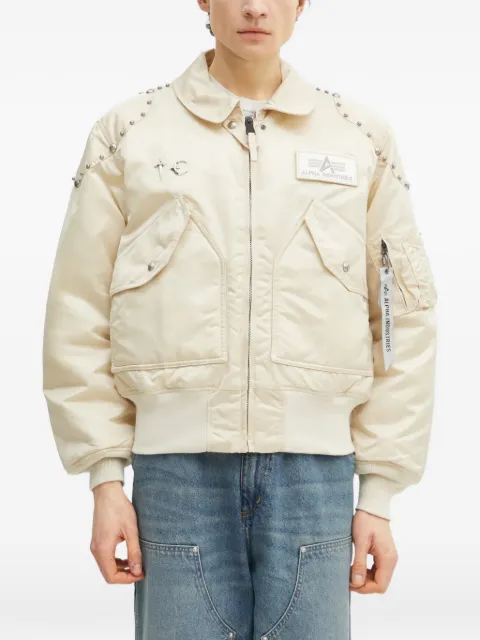 Alpha Industries x Thug Club stud-embellished patch jacket Neutrals 258150
