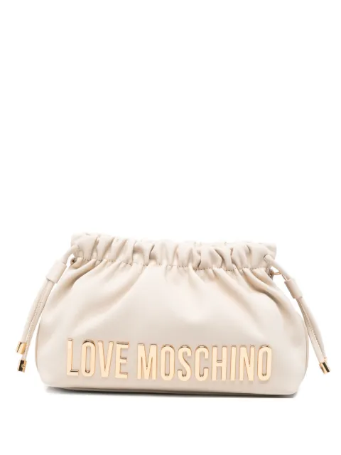 Love Moschino gathered logo-detail clucth bag Neutrals JC4242PP0OKD0