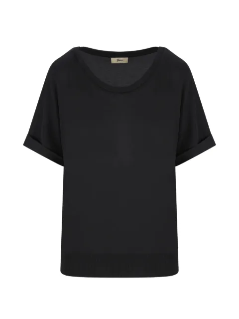 Herno pleated round-neck T-shirt Black JG000312D52056