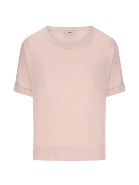 Herno ribbed trim T-shirt Pink JG000312D520564035