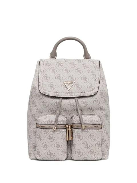 GUESS USA Manhattan monogram flap backpack Neutrals HWSG7118310