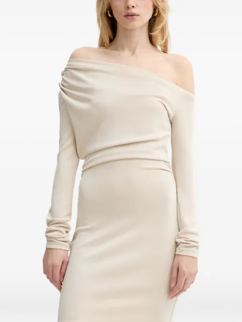 GUESS USA draped off-the-shoulder mini dress Neutrals W6RK51KC842