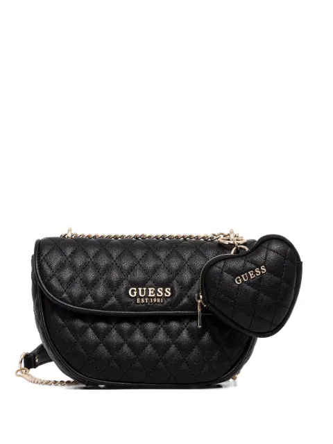 GUESS USA quilted heart-charm crossbody bag Black HWQG9894210
