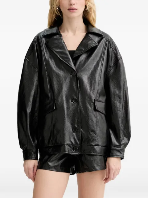 GUESS USA Fransiska crinkled-effect button-up jacket Black W6RL20WJ610