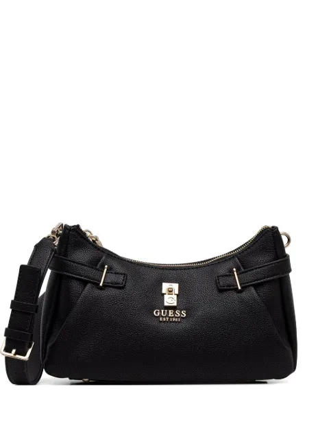 GUESS USA Yesba pebbled-effect padlock shoulder bag Black HWBG7833180