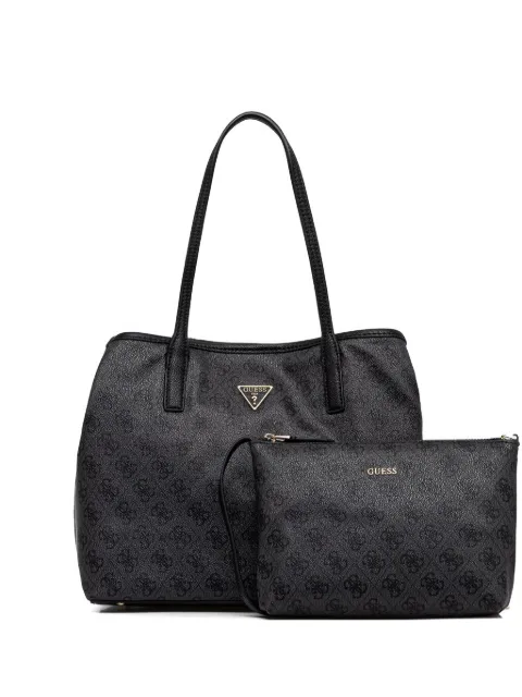 GUESS USA Victtoria monogram-pattern pouch-detail tote bag Black HWESG951428