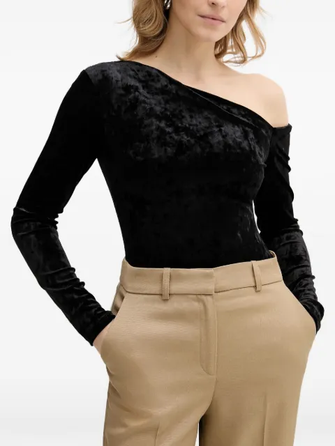 GUESS USA one-shoulder long-sleeve bodysuit Black W6PP70KJ170