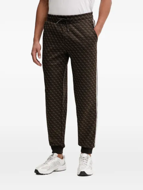 GUESS USA monogram-print side-stripe track pants Brown Z5BB19K2042