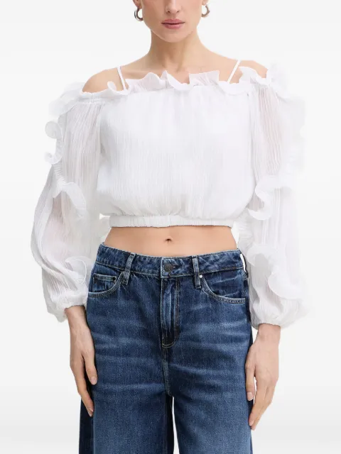 GUESS USA Gabriella ruffled-trim blouse White W6RH29WI342