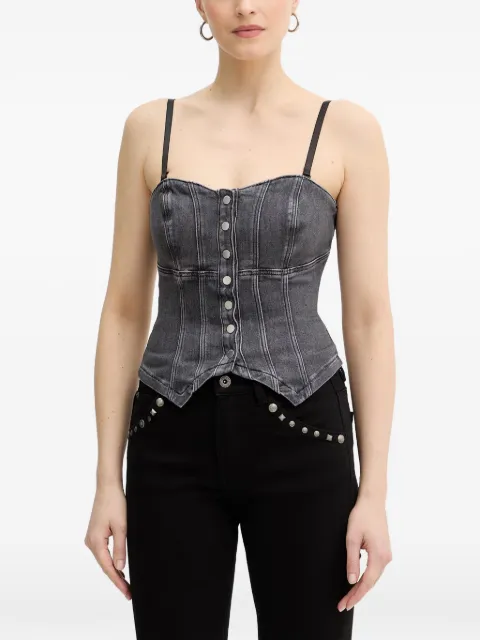 GUESS USA Cecile button denim corset top Grey W6RH80D6921