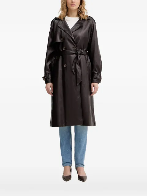 GUESS USA double-breasted belted trench coat Brown W6RL19WJ590