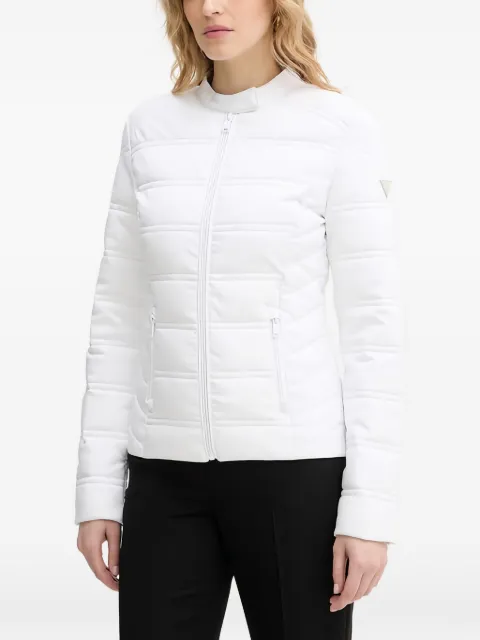 GUESS USA 4G logo zip-up puffer jacket White W6RL02WJ492