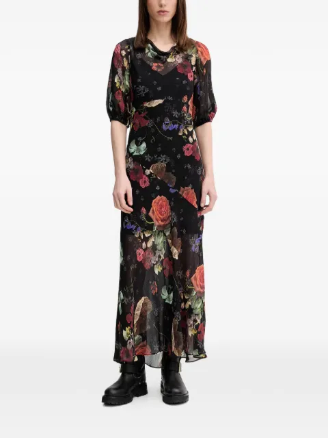 AllSaints Tiwa floral-print maxi dress Black W013DE
