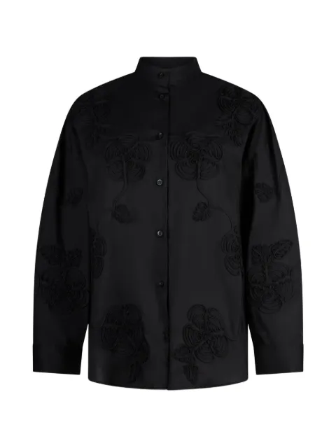 LIU JO embroidered mandarin-collar shirt Black CA6170T039A22222