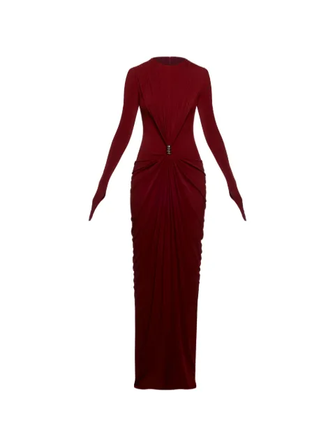 CHATS BY C.DAM Zayra long-sleeve draped dress Red CV394ZAYRA