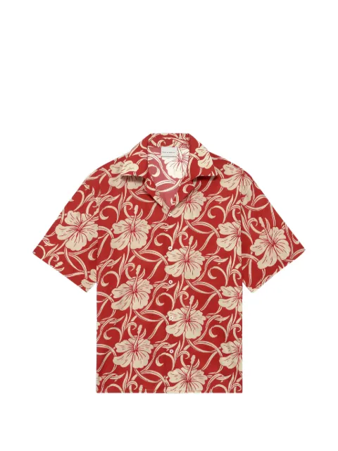 Drôle De Monsieur hibiscus-monogram print shirt Red KSH228CO288RD