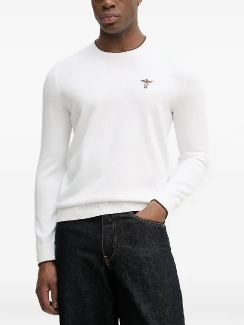 Aeronautica Militare logo-embroidered sweater White MA1631UL00506