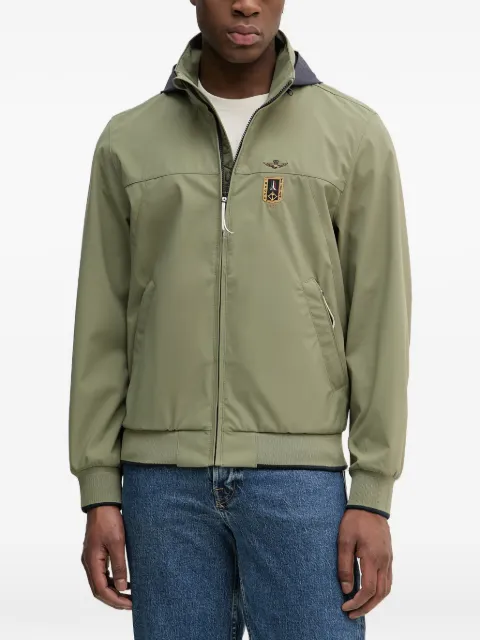 Aeronautica Militare logo-patch hooded jacket Green AB3050UCT04290