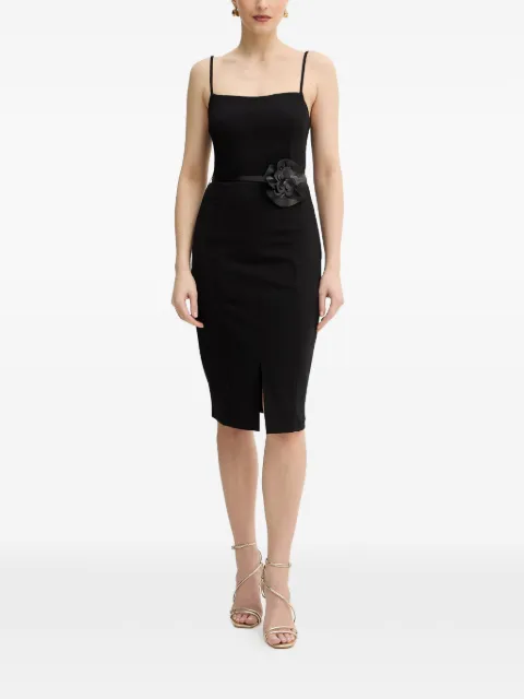 GUESS USA floral-appliqué belted midi dress Black W6RK0GKC9O0