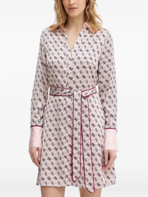 GUESS USA Blerta collar belted monogram mini dress Pink W6RK90WF1T2