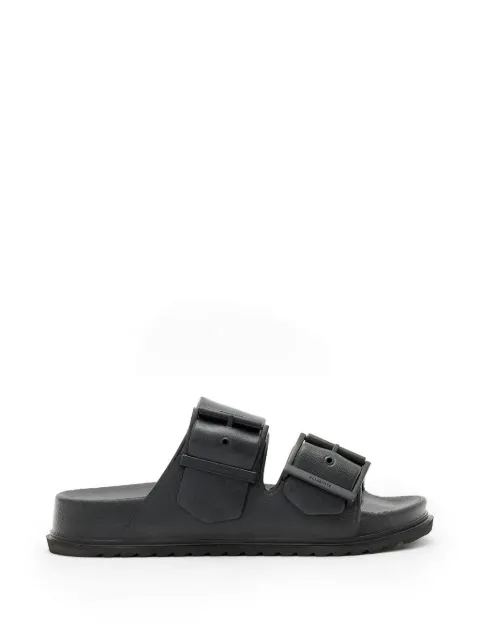 AllSaints Sian buckle-fastening double-strap slides Black W036FC