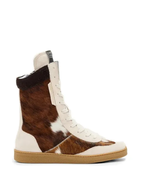 AllSaints Louise cow-print sneakers Neutrals W061FE