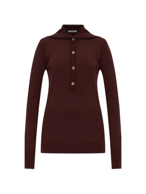 ENTIRE STUDIOS ribbed-buttoned polo Brown ESSS26TO01269