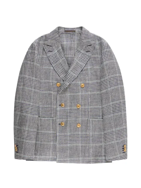 slowear double-breasted houndstooth blazer White 63I0169486A