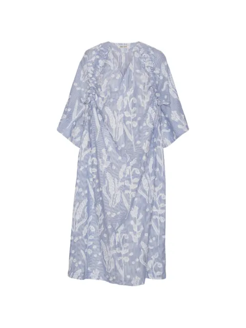 Henrik Vibskov floral-pattern drawstring midi dress Blue SS26KEYF301