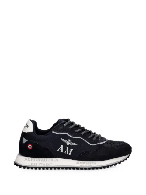 Aeronautica Militare logo-print panelled sneakers Blue 261SC0320UPL00313