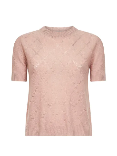 Blanca Vita button diamond-stitch knit sweater Pink 2329215586214