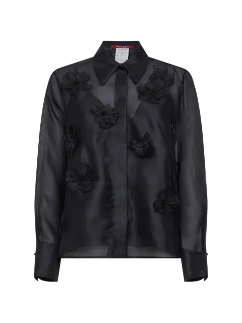 Max Mara organza flowers beaded shirt Black 2616261013600