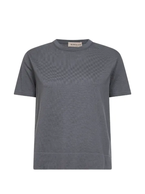 Blanca Vita ribbed short-sleeve top Grey 5726014006092